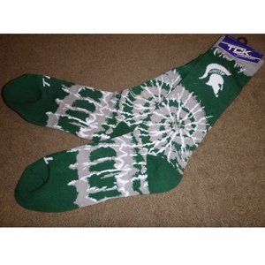 Mens Adult Michigan State Spartans NCAA Tie Dye Crew Socks Size L  9-12 NWT